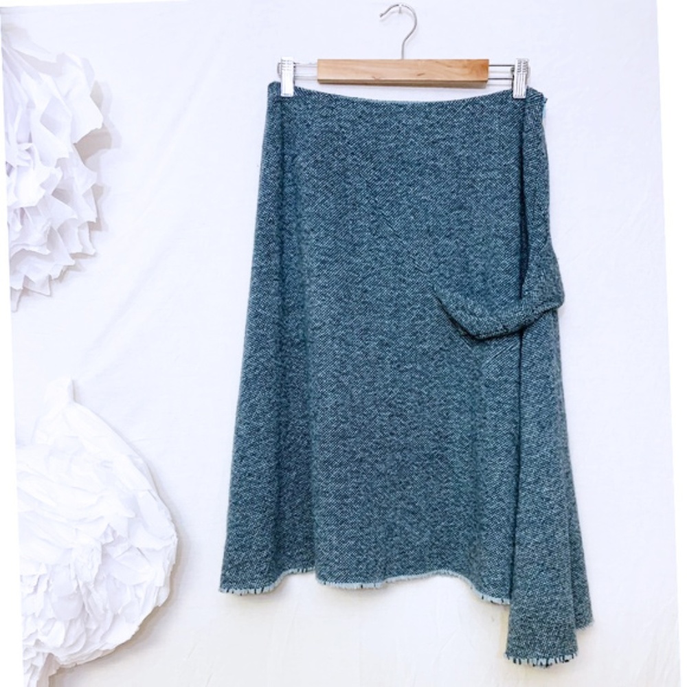 Anthropologie Elevenses Blue Tweed Bow Skirt 6